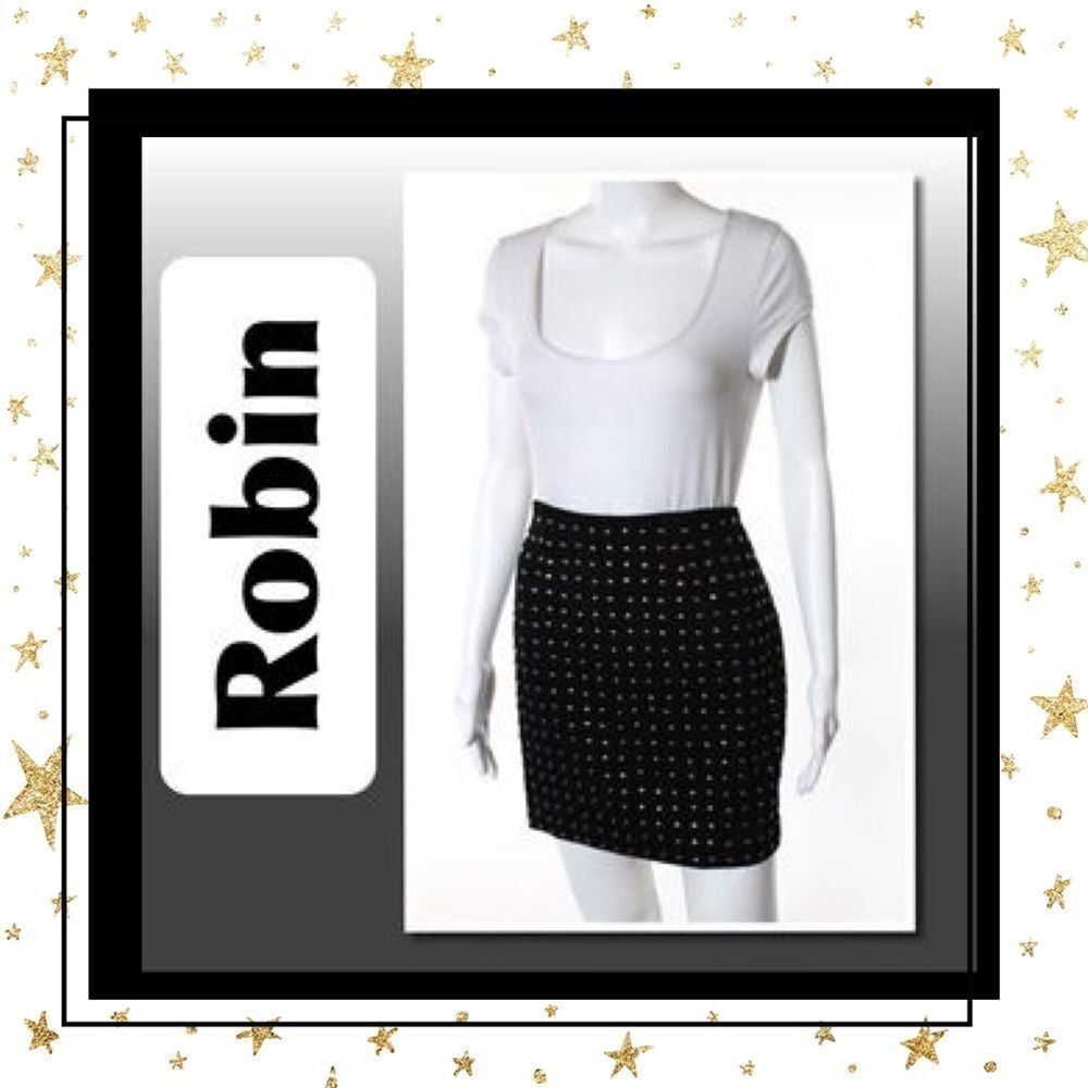Robin Black Studded Mini Pencil Skirt Size 6